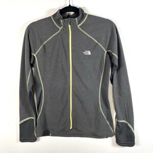 North Face Women's Size M W/flaws Flight Series Gray Neon yellow trim Thumb hole